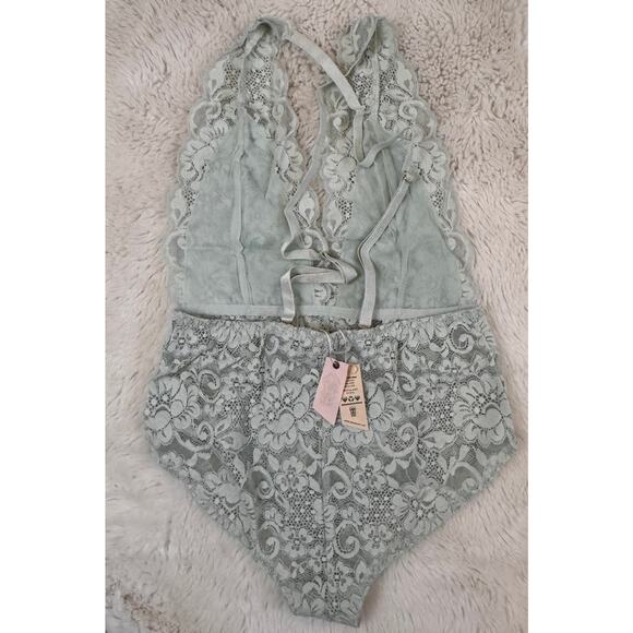 We Are HaH X FREE PEOPLE Coming In Haht Lace Bodysuit In Something Blue XS - Picture 3 of 7